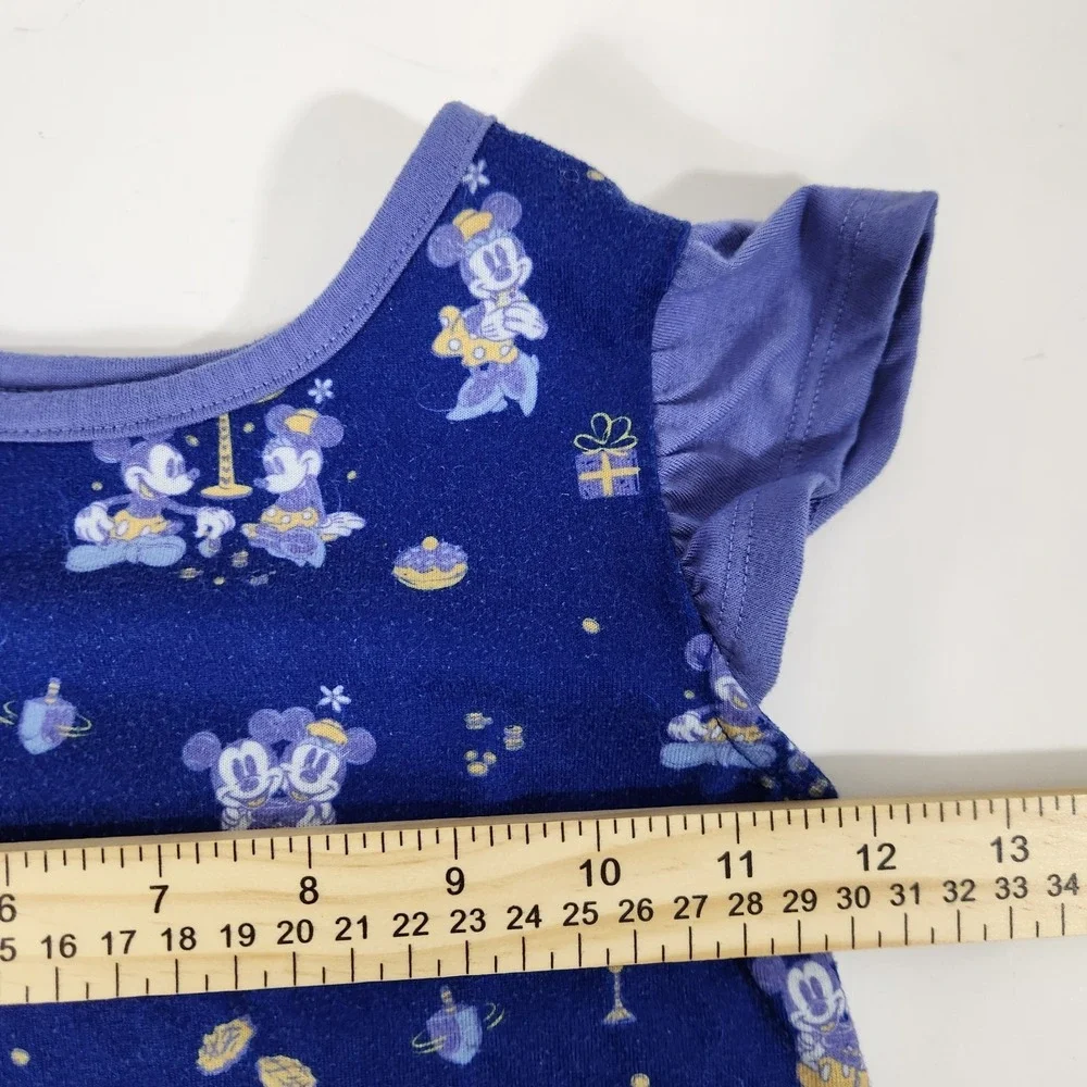 Disney Minnie Mouse Hanukkah Nightgown Girls Size 5/6 Blue Ruffle Sleep Gown PJ